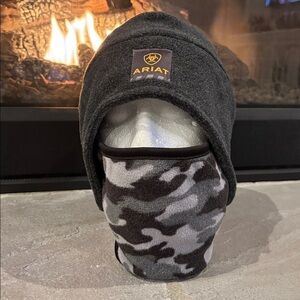 Ariat Rebar Charcoal 2-in-1 Beanie Work Cap/hat, camo face mask,logo,winter